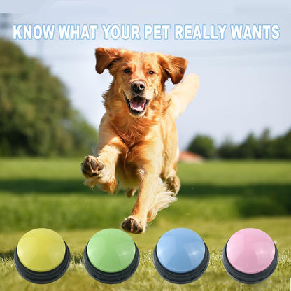 4Pcs Dog Buttons for Communication Recordable Dog Talking Buttons Set with Stickers Speaking Button for Dog Training Interactive Tool Answer Buzzers Buttons