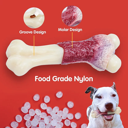 Dog Toys for Aggressive Chewers, Indestructible Durable Dog Chew Toys, Non-Toxic Food Grade Nylon Dog Bone Toy Reduces Boredom, for Small Medium and Large Breed