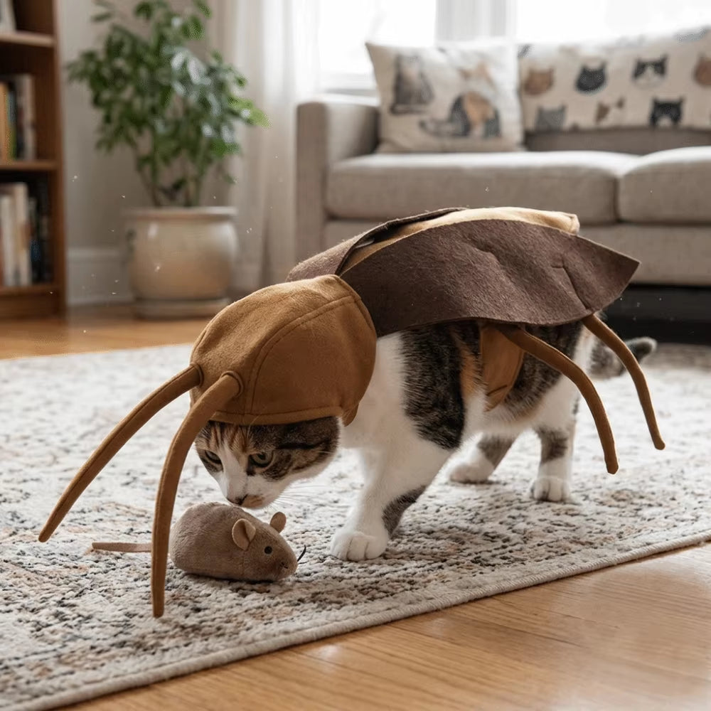 Realistic Pet Cockroach Cosplay Costume Funny with Wing Cat Cosplay Clothes Creative Costume Pranks Outfit Small Dogs