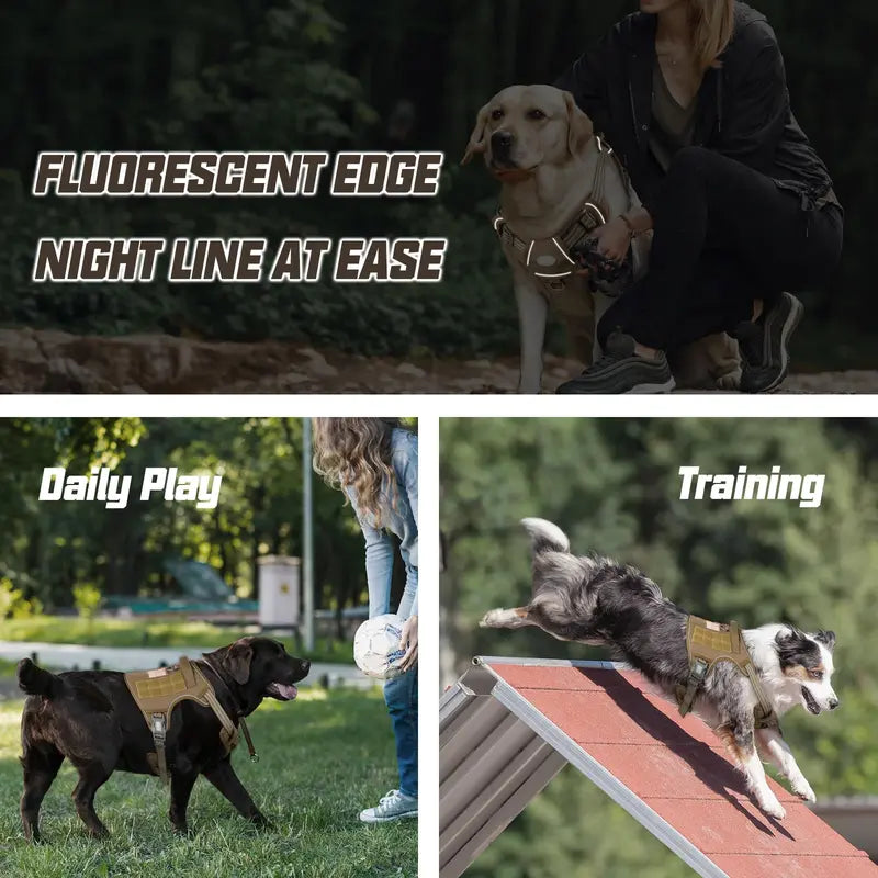 AUROTH Nylon Mesh Tactical Dog Harness Vest - Security, Law Enforcement, Service Use, Small-Large Dogs, Durable Reflective, Easy Control, No-Pull Adjustable Walking Pet Supply