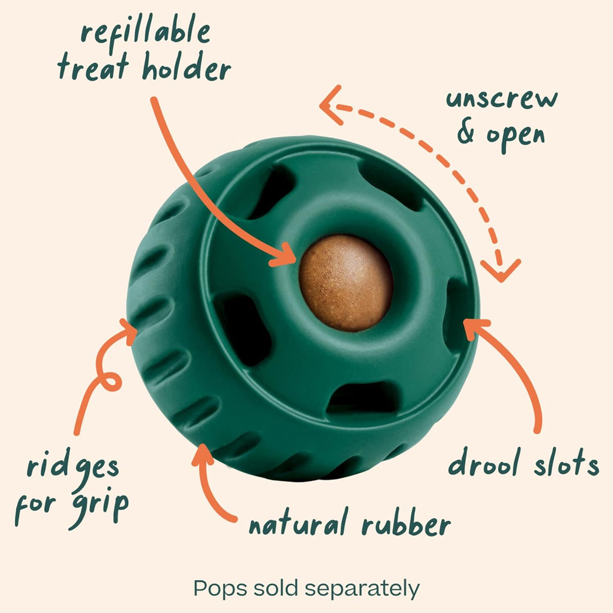 WOOF Pupsicle Interactive Dog Ball Toy - Large (Green)