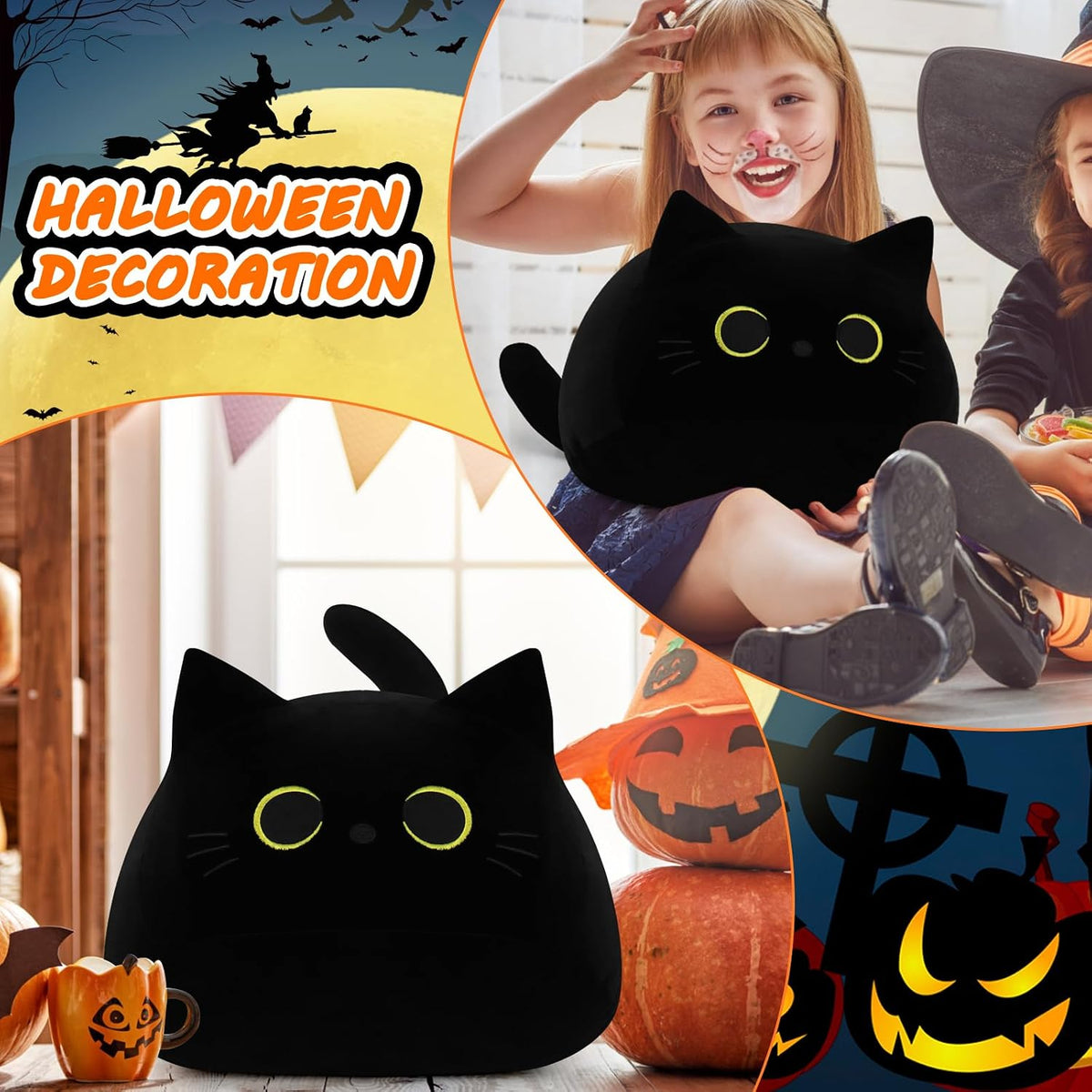 Giant Black Cat Plush Toy 19 inch Halloween