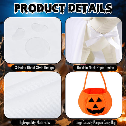 Ghost Sheet Dog Halloween Costume with Pumpkin Candy Bag