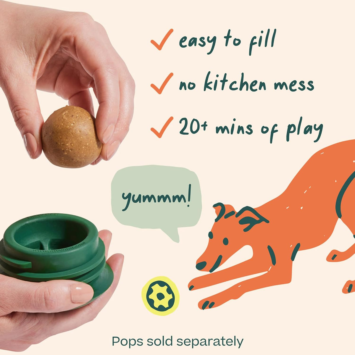 WOOF Pupsicle Interactive Dog Ball Toy - Large (Green)