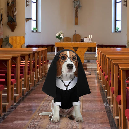 4 Pcs Nun Costume M Dog Cat Halloween Outfit Cross Necklace