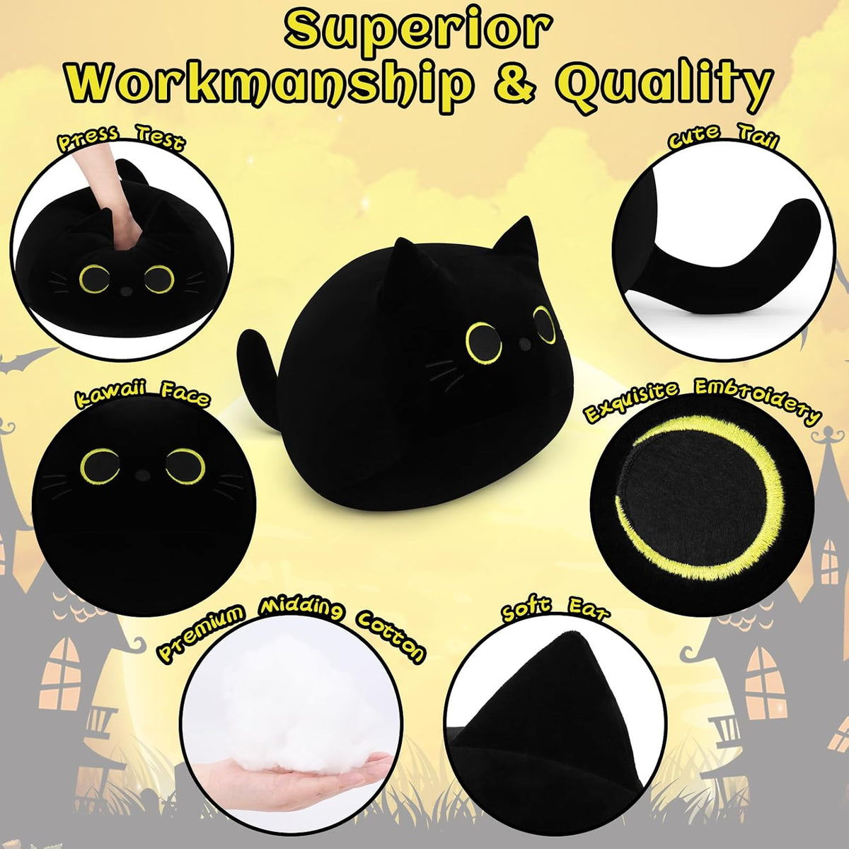 Giant Black Cat Plush Toy 19 inch Halloween