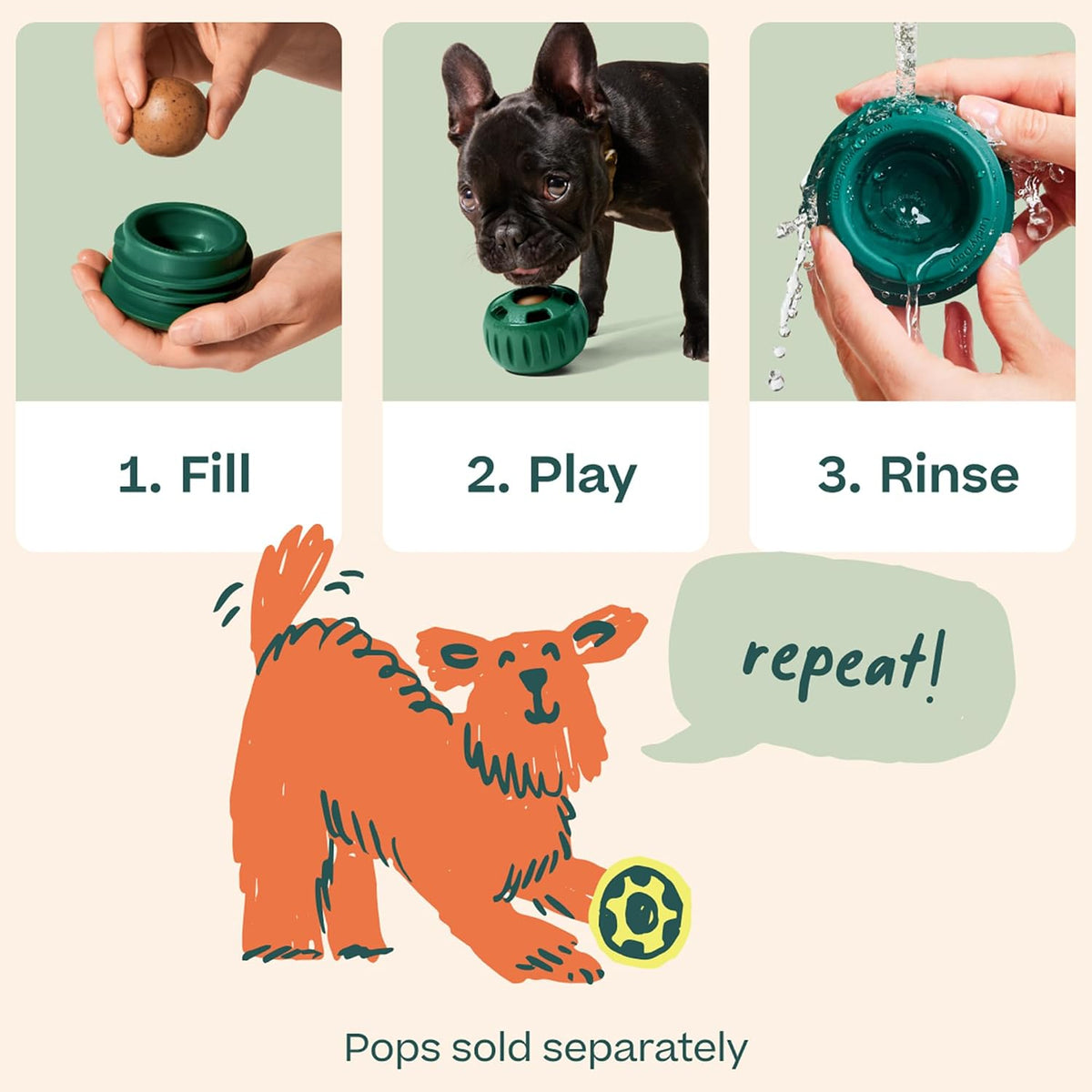 WOOF Pupsicle Interactive Dog Ball Toy - Large (Green)