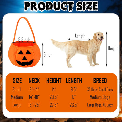 Ghost Sheet Dog Halloween Costume with Pumpkin Candy Bag