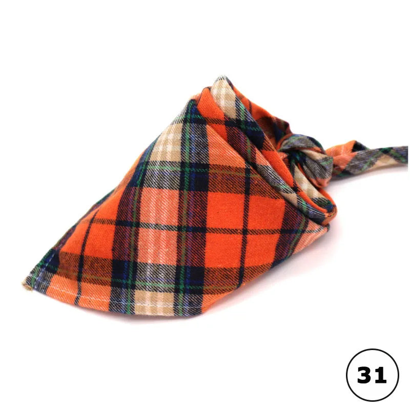 Reversible Plaid Dog & Cat Bandana – Soft Cotton 2-in-1 Pet Scarf