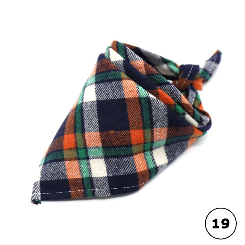 Reversible Plaid Dog & Cat Bandana – Soft Cotton 2-in-1 Pet Scarf