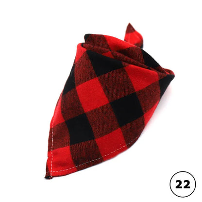 Reversible Plaid Dog & Cat Bandana – Soft Cotton 2-in-1 Pet Scarf
