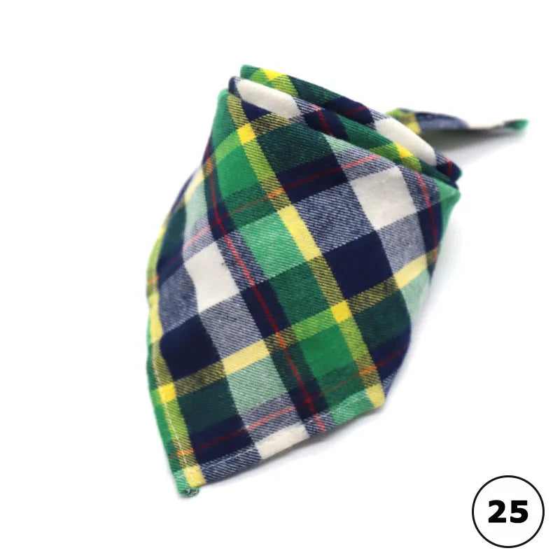 Reversible Plaid Dog & Cat Bandana – Soft Cotton 2-in-1 Pet Scarf