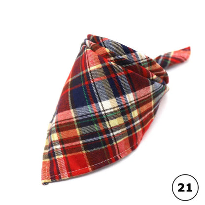 Reversible Plaid Dog & Cat Bandana – Soft Cotton 2-in-1 Pet Scarf