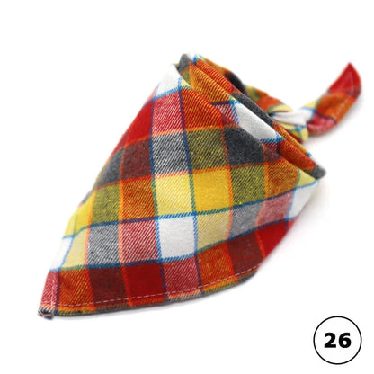 Reversible Plaid Dog & Cat Bandana – Soft Cotton 2-in-1 Pet Scarf