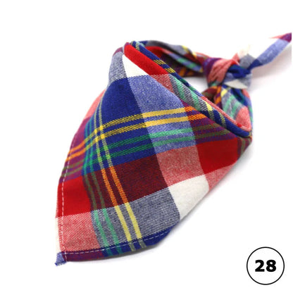 Reversible Plaid Dog & Cat Bandana – Soft Cotton 2-in-1 Pet Scarf