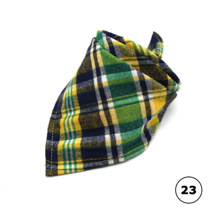 Reversible Plaid Dog & Cat Bandana – Soft Cotton 2-in-1 Pet Scarf