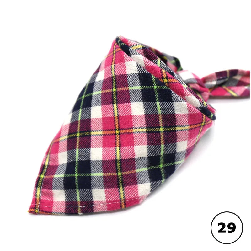Reversible Plaid Dog & Cat Bandana – Soft Cotton 2-in-1 Pet Scarf