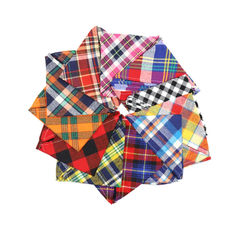Reversible Plaid Dog & Cat Bandana – Soft Cotton 2-in-1 Pet Scarf