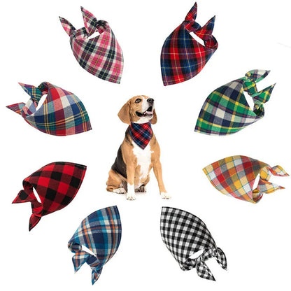 Reversible Plaid Dog & Cat Bandana – Soft Cotton 2-in-1 Pet Scarf
