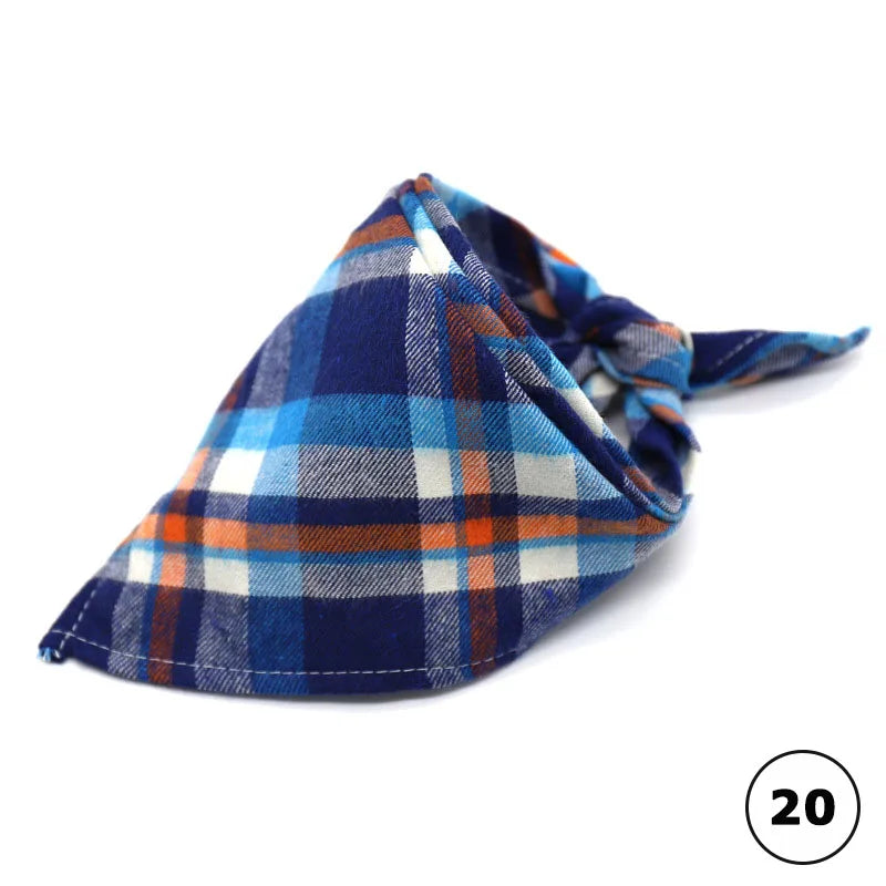 Reversible Plaid Dog & Cat Bandana – Soft Cotton 2-in-1 Pet Scarf