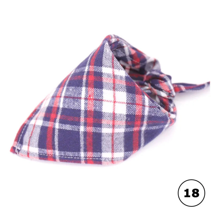 Reversible Plaid Dog & Cat Bandana – Soft Cotton 2-in-1 Pet Scarf