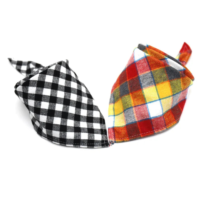Reversible Plaid Dog & Cat Bandana – Soft Cotton 2-in-1 Pet Scarf