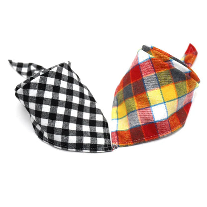 Reversible Plaid Dog & Cat Bandana – Soft Cotton 2-in-1 Pet Scarf