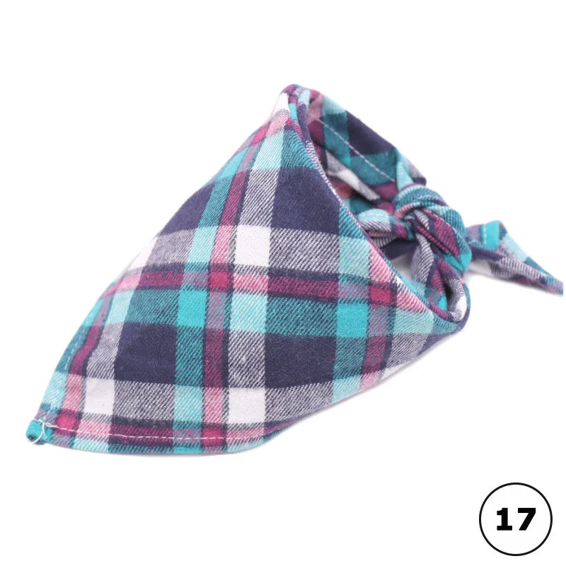 Reversible Plaid Dog & Cat Bandana – Soft Cotton 2-in-1 Pet Scarf