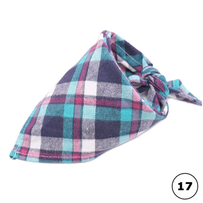 Reversible Plaid Dog & Cat Bandana – Soft Cotton 2-in-1 Pet Scarf