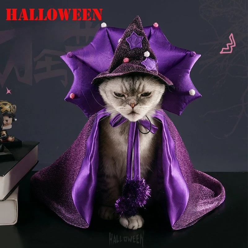 Purple Star Witch Cloak Halloween Pet Costume