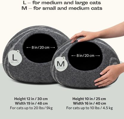 Felted Merino Wool Cat Cave Bed | Modern Indoor Hideaway