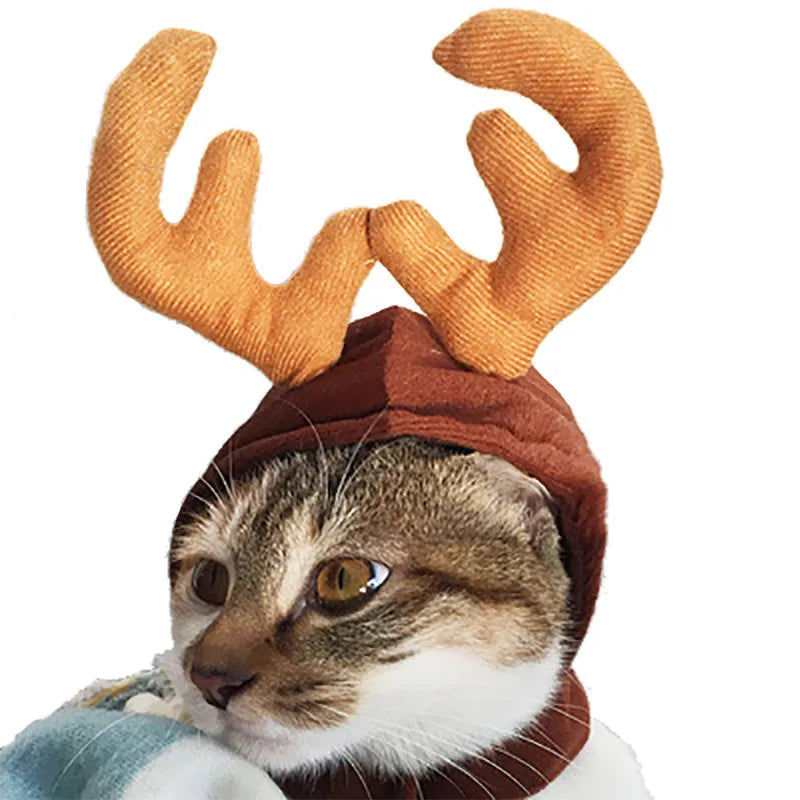 Holiday Santa Hat & Scarf Pet Costume Set | Festive Winter Cosplay for Cats & Small Dogs