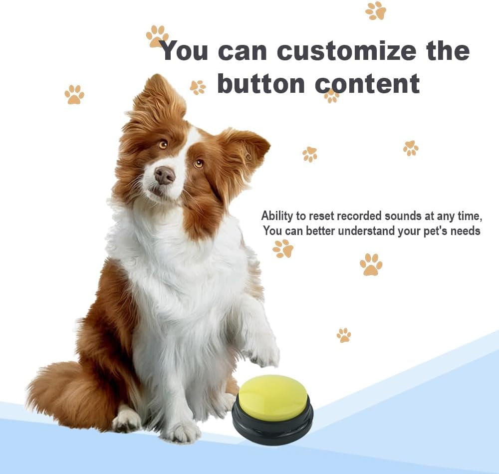 4Pcs Dog Buttons for Communication Recordable Dog Talking Buttons Set with Stickers Speaking Button for Dog Training Interactive Tool Answer Buzzers Buttons