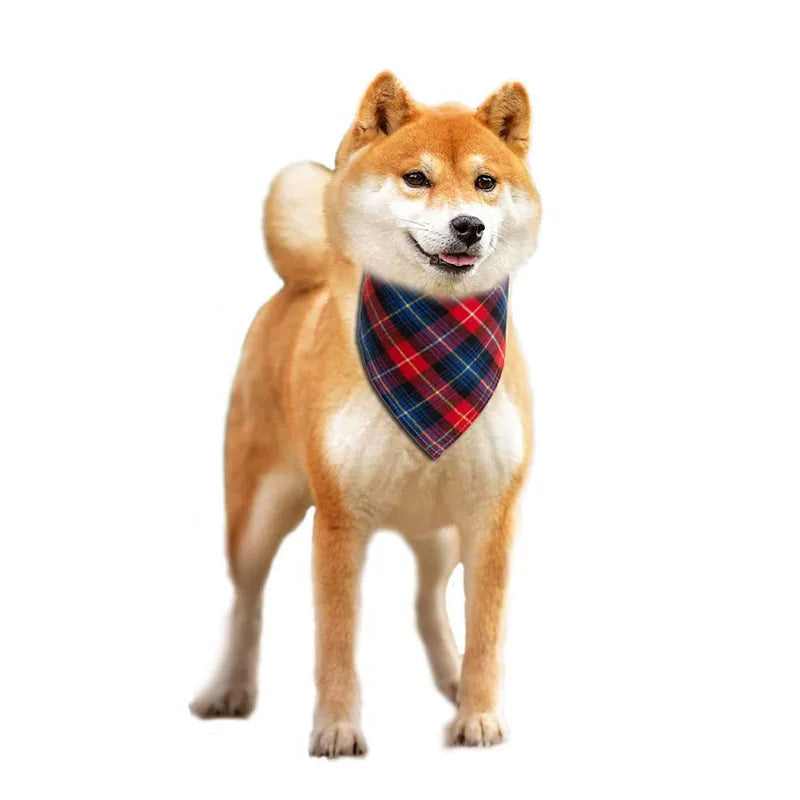 Reversible Plaid Dog & Cat Bandana – Soft Cotton 2-in-1 Pet Scarf