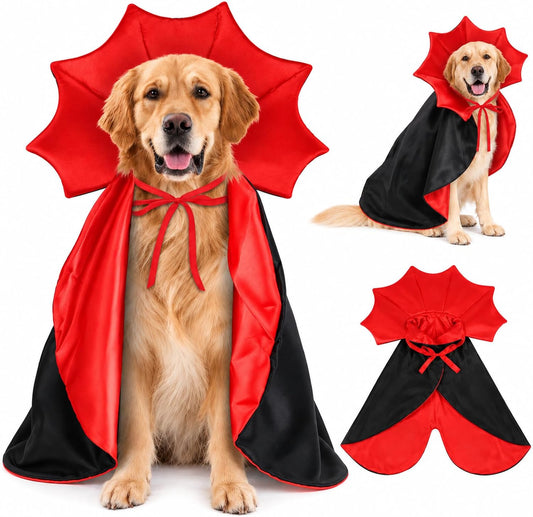 Halloween Dog Costume Vampire Devil Cape for M or L Dogs Adjustable Cloak