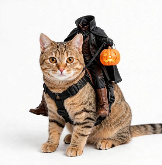 Headless Horseman Cat Costume | 3D Horse Ride Illusion