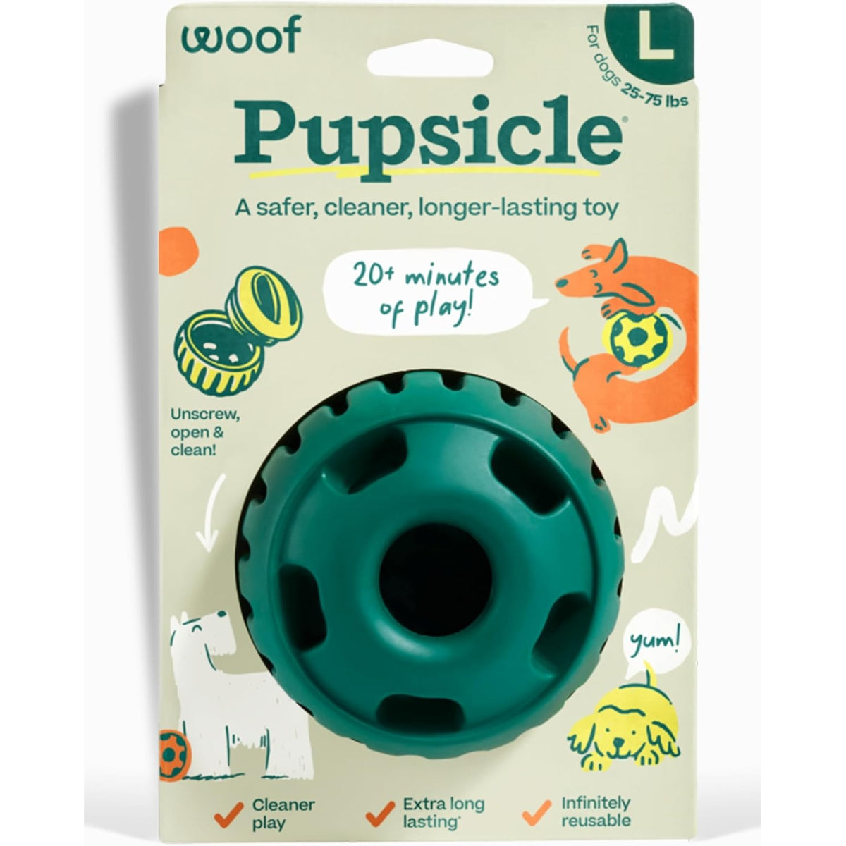 WOOF Pupsicle Interactive Dog Ball Toy - Large (Green)